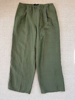 Massimo Dutti Olive Green Relaxed Linen Pants NWT - Size 6